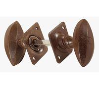 Coppia Pomolo girevole forgiato per porta, portone quadro 8 mm, Finitura ruggine completo di vite di fissaggio FA798.BIS