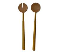 Coppia posate insalata in Legno Di Ontano 34x6,5 cm non lavabili in lavastoviglie colore Giallo giallo
