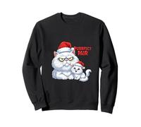 Coppia Purrfect: Gatto Persiano Mamma e Bambino con Cappelli Natalizi Felpa