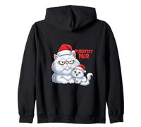 Coppia Purrfect: Gatto Persiano Mamma e Bambino con Cappelli Natalizi Felpa con Cappuccio