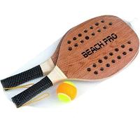Coppia Racchette Beach Tennis PRO con Pallina Racchettoni in Legno 380, Multicolore, 48 cm, 8003029203546