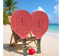 Coppia Racchette da Spiaggia Beach Tennis con Pallina Morbida Set Racchettoni Mare per Gioco all’Aperto, Mare, Spiaggia e Giardino, Ideale per Bambini e Adulti