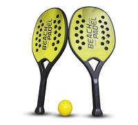 Coppia Racchette da Spiaggia Padel Beach Tennis con Pallina Morbida Set Racchettoni in Legno Mare, Spiaggia Piscina Mare Giardino, Beach Rackets Resistenti All' Acqua