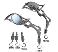 Coppia Retrovisori Specchietti Specchi Moto Chopper Custom Cromati DX+SX