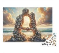 Coppia romantica di pietre, puzzle da 1000 pezzi a forma di cuore per adulti, gioco educativo, bellissima decorazione, difficile e stimolante, ideale per compleanni maschili e femminili, 38x26cm.