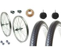 Coppia Ruote Bici Complete 26" X 1. 3/8 Cerchio + Copertone + Camera + Pignone 1
