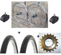 COPPIA RUOTE + COPERTONI + CAMERE ARIA + PIGNONE Z18 DENTI 26 X 1.75 BICI SLICK