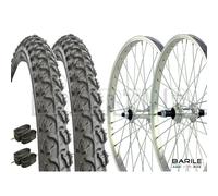 Coppia Ruote + Copertoni Nero Tassellato 24 x 1.95 + Camere Bici Cambio - MTB