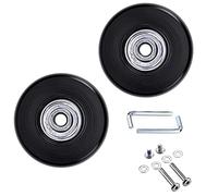 Coppia Ruote di Ricambio per Trolley Ruote sostitutive Valigia Bagagli con Assi e Chiave Kit di Riparazione Diametro Esterno 50mm, Gomma, Nero