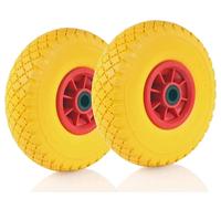 COPPIA RUOTE GIALLE 3.00-4 CARRIOLA COMPLETA COPERTONE CARRELLO RUOTA PIENA
