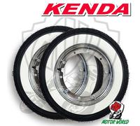 Coppia ruote Piaggio Vespa 125 ET3 complete Kenda K333 fascia bianca 3.00-10