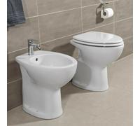 Inbagno Coppia Sanitari Bagno per Anziani Alti H. 48 cm, in Ceramica Bianca Lucida, Completa di Sedile copriwc Slim