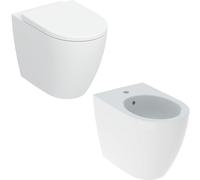 COPPIA SANITARI VASO BIDET COPRIVASO RALLENTATO GEBERIT ICON A TERRA TURBOFLUSH