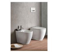 COPPIA SANITARI VASO BIDET E COPRIVASO GEBERIT ICON RIMFREE A TERRA