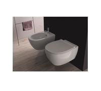 COPPIA SANITARI VASO BIDET E COPRIVASO GLOBO 4ALL SOSPESI 54X36 SENZABRIDA