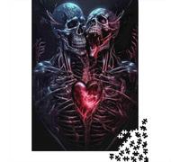 Coppia Scheletri Cuore Oscuro Puzzle 1000 Pezzi Carta per Adulti Set Puzzle 1000 Pezzi Relax Concentrazione 70x50cm/1000pcs