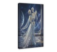 Coppia Scheletro Danza Cosmica Arte da Parete su Tela, Memento Mori