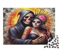 Coppia Scheletro Mistica Puzzle per Adulti Puzzle 1000 Pezzi Carta Gioco di Puzzle 1000 Pezzi Tramonto Aura Relax Decorazione Regalo 52x38cm/1000pcs