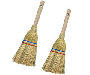 Coppia Scopa Saggina per Camino 36 cm 2 Cuciture Manico in Legno da 15 cm 9162C