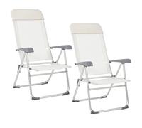 COPPIA SDRAIO ALLUMINIO PIEGHEVOLE CAMPEGGIO MARE SPIAGGIA TEXTILEN CROSS BIANCO