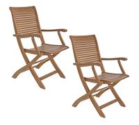 COPPIA SEDIE CON BRACCIOLI IN LEGNO ACACIA PIEGHEVOLI GIARDINO BIZZOTTO NOEMI