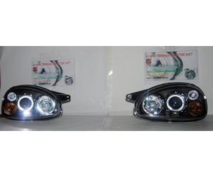 Coppia Set Fari anteriori CHATENET NOVA BAROODER NERI con 2 anelli Angel Eyes