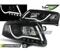 Coppia Set Fari Fanali Anteriori Tuning A6 C6 04.04-08 LED TUBE LIGHTS Nero H7