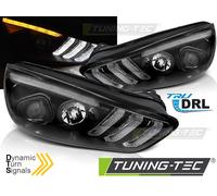Coppia Set Fari Fanali Anteriori Tuning FOCUS MK3 2015-2018 NERO DRL LED Alogeni