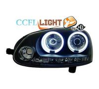 Coppia Set fari fanali anteriori TUNING GOLF V 03-08 neri angel eyes Neon CCFL