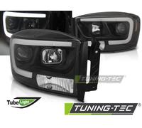 Coppia Set FARI Fanali ANTERIORI Tuning RAM 06-08 TUBE LIGHT NERO Alogeni