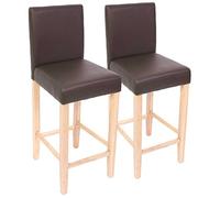 Coppia sgabelli Alti Lounge Eleganti M37 Legno Pelle 50x41x109cm Marrone Gambe Chiare