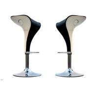 COPPIA SGABELLI MODERNI DESIGN ABS SEDIE CUCINA RISTORANTE BICOLORE NERO BIANCO