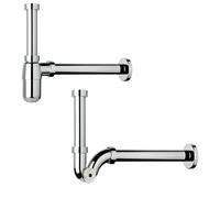 COPPIA SIFONI OMP A S E BOTTIGLIA DA 1"1/4 PER LAVABO E BIDET CROMATI IN ABS