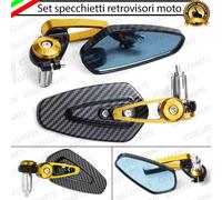 COPPIA SPECCHIETTI RETROVISORI MANUBRIO CARBON E ORO PER HONDA CB 350 FOUR