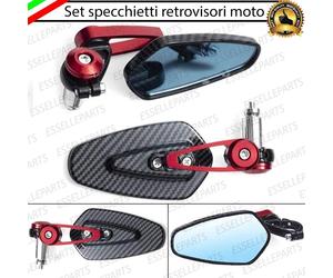 COPPIA SPECCHIETTI RETROVISORI MANUBRIO CARBON ROSSO PER VESPA S 150