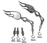 Coppia Specchietti Retrovisori Moto Specchi Chopper Cromati Custom DX+SX