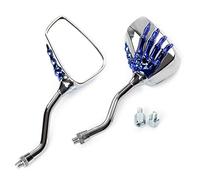 Coppia Specchietti Retrovisori Scooter Specchi Moto Custom Blu DX+SX 8+10mm