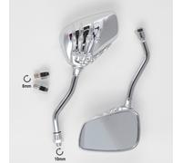 Coppia Specchietti Retrovisori Scooter Specchi Moto Custom Cromo DX+SX 8+10mm