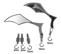 Coppia Specchietti Retrovisori Specchi Chopper Moto Custom Cromati SX+DX