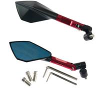 Coppia Specchietti Retrovisori Specchi Corpo in Metallo Moto Scooter Rosso
