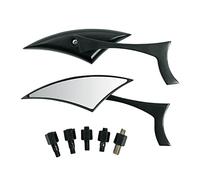Coppia Specchietti Retrovisori Specchi Moto Adattatori Custom Nero DX+SX