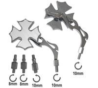 Coppia Specchietti Retrovisori Specchi Moto Custom Cromati DX+SX