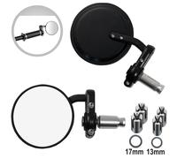 Coppia Specchietti Retrovisori Specchi Moto Nero DX+SX Chopper Custom