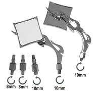 Coppia Specchietti Specchi Retrovisori Moto Chopper Custom Cromati DX+SX