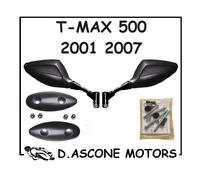 COPPIA SPECCHIETTI TMAX 500 ORION A MANUBRIO NERI CON TAPPI 2004 2005 2006 2007