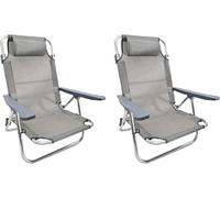 COPPIA Spiaggine colore grigio antracite Ribaltabili | Pieghevoli, mare, giardino, campeggio | 2 pz Sedie Sdraio da Spiaggia Struttura in Alluminio e Textilene | Dimensioni 48,5 (P)x60(L)x80(h)cm