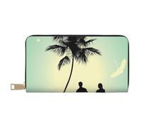 Coppia sposata che cammina sulla spiaggia lunga pochette in ecopelle elegante elegante portafogli da donna per donne moderne porta carte di grande capacità e tasche organizer borsa resistente per i