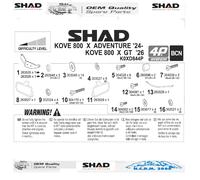 COPPIA STAFFE SHAD PER VALIGIE LATERALI KOVE 800 X GT 2026