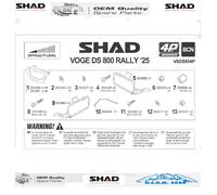 COPPIA STAFFE SHAD PER VALIGIE LATERALI VOGE DS800 RALLY 2025, 2026