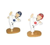 COPPIA STATUETTE CERAMICA TAEKWONDO WTF COREANO KARATE ITF STATUETTA FIGURES